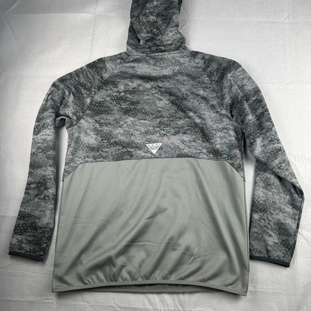 Columbia PFG Terminal Tackle Camo Fleece Hoodie Mens Medium Grey FM5383 - Picture 8 of 9